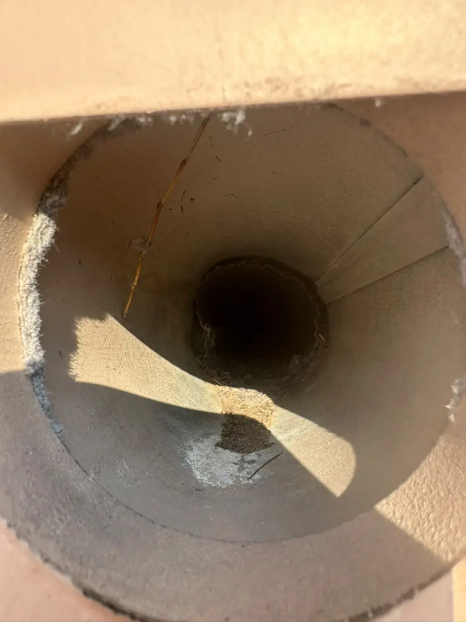 Inside of a dryer vent pipe after cleaning